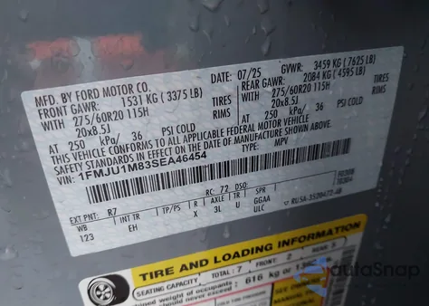 2025 Ford Expedition Platinum z USA, uszkodzony, nr VIN 1FMJU1M83SEA46454